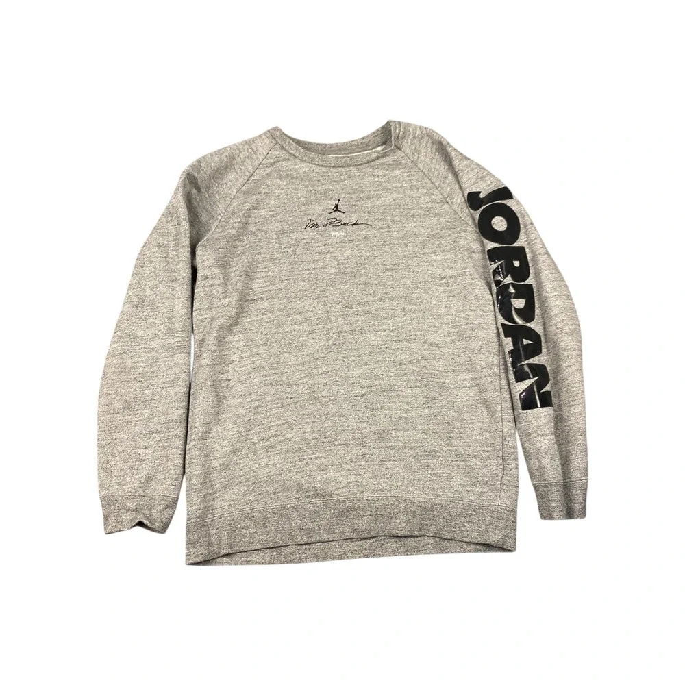 Jordan Sweatshirt Crewneck Gray Signature Logo Mens‎ Medium